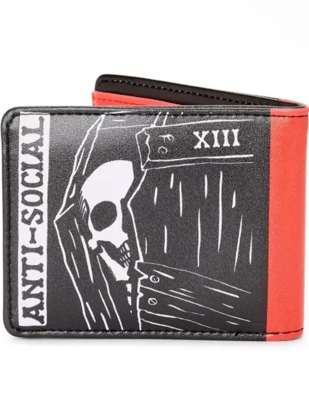 Spencer's Black & Red Anti-Social Skull Bifold Wallet